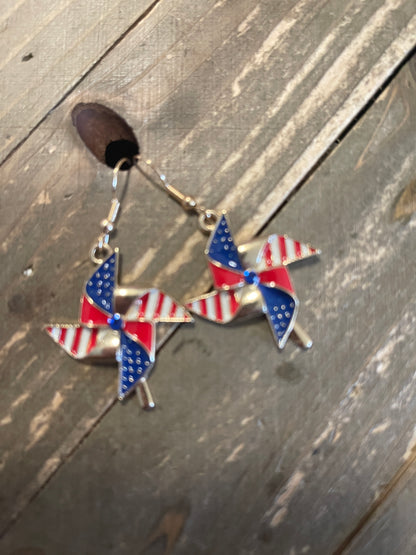 Patriotic Pinwheels Wire EarringsPink tiful of LOVE