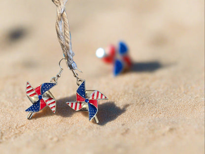 Patriotic Pinwheels Wire EarringsPink tiful of LOVE