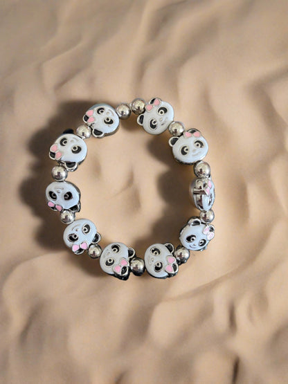 Enamel Metal Panda beaded Stretch braceletPink tiful of LOVE
