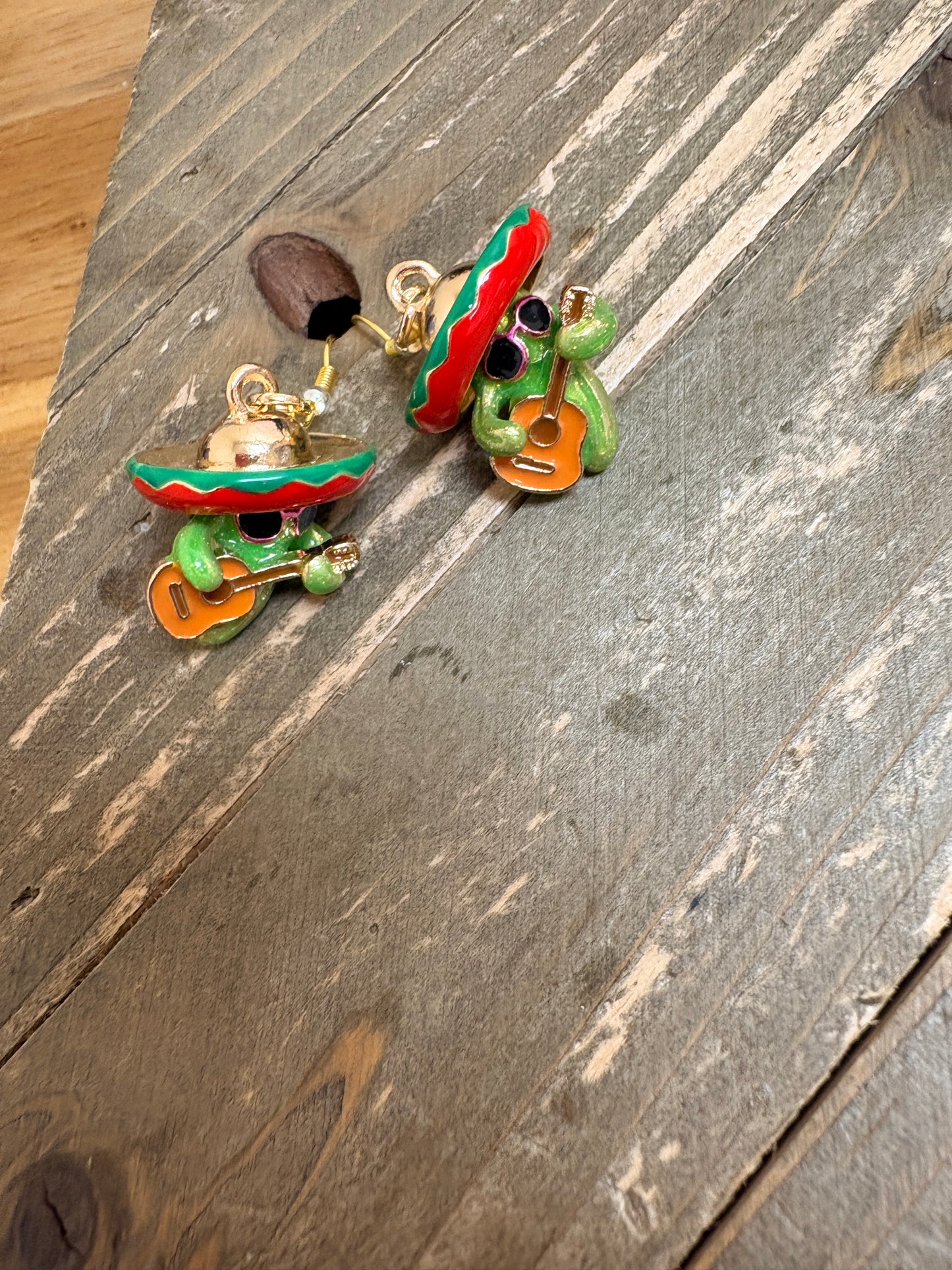 Fiesta Cactus Guitar Dangle Earrings