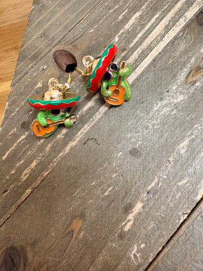 Fiesta Cactus Guitar Dangle Earrings