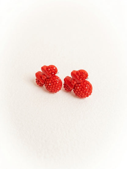 Red Sparkling Mouse Ear Bow Stud Earrings – Rhinestone Look Posts