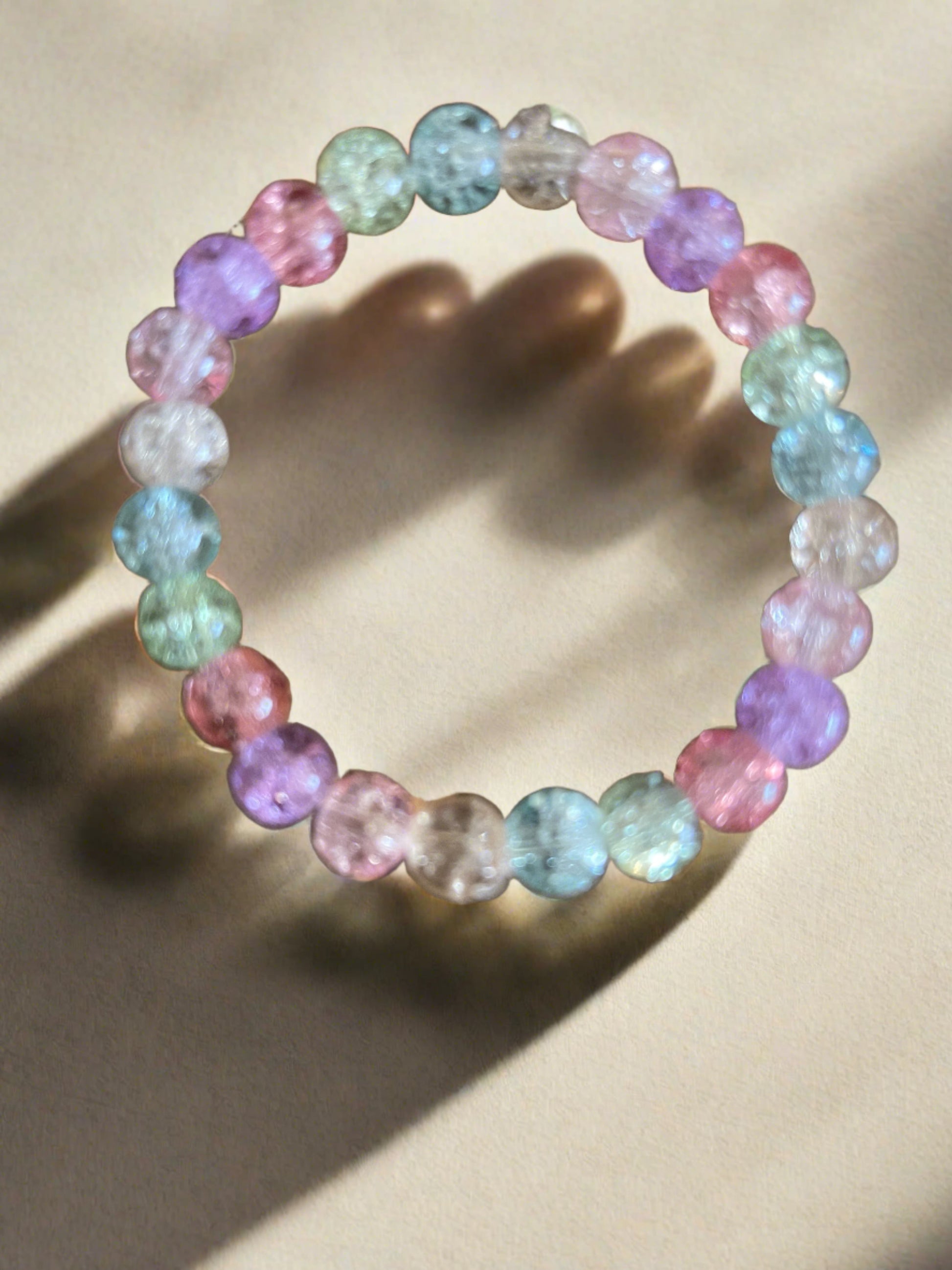 Multi-colored Cracked Beaded Stretch braceletPink tiful of LOVE