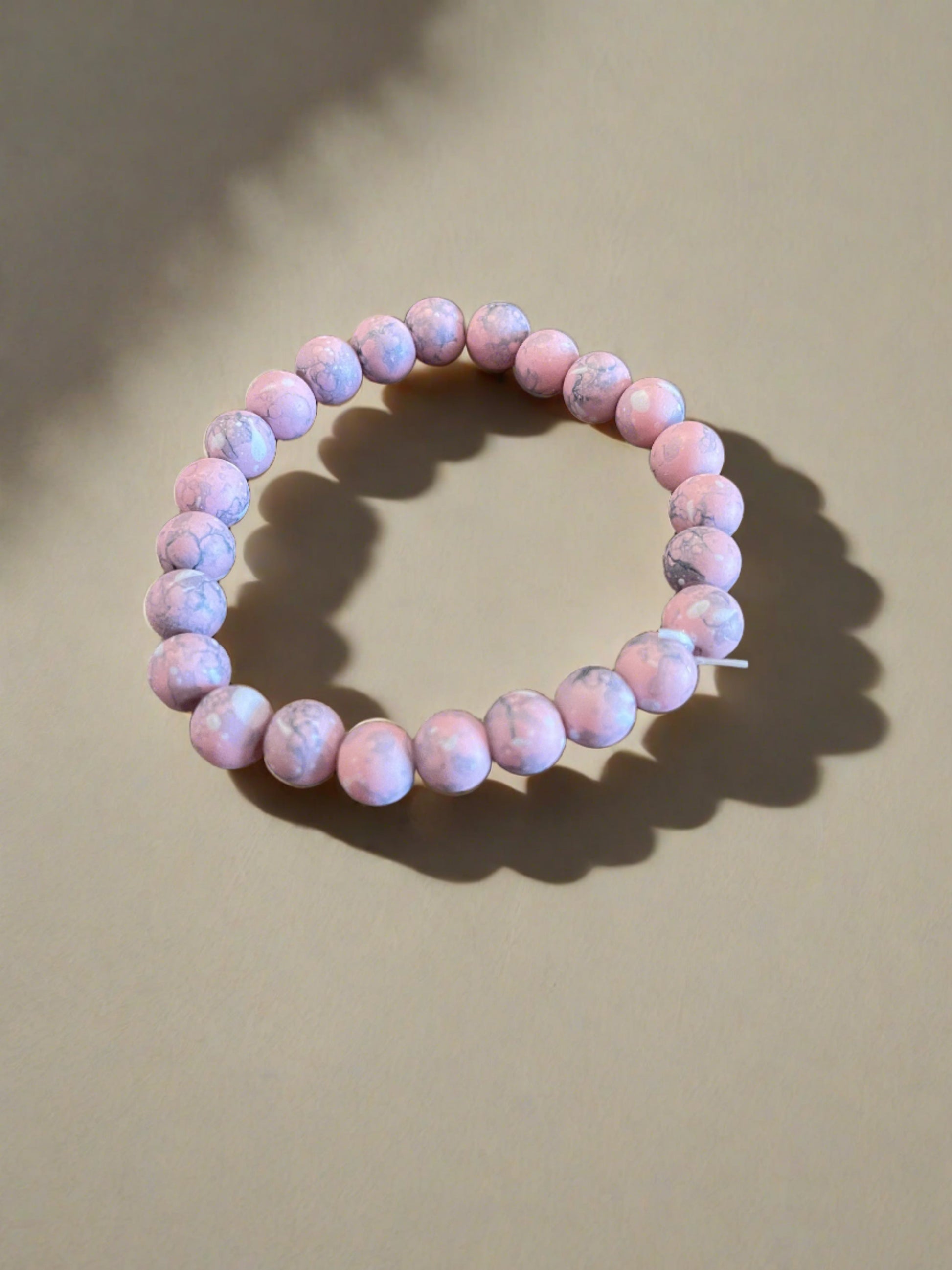 Pink Coated Spattered Beaded Stretch braceletPink tiful of LOVE