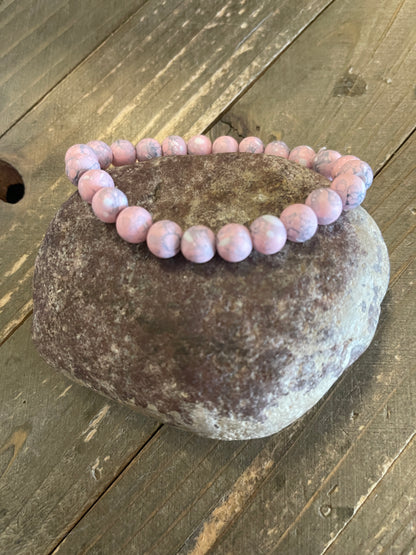 Pink Coated Spattered Beaded Stretch braceletPink tiful of LOVE