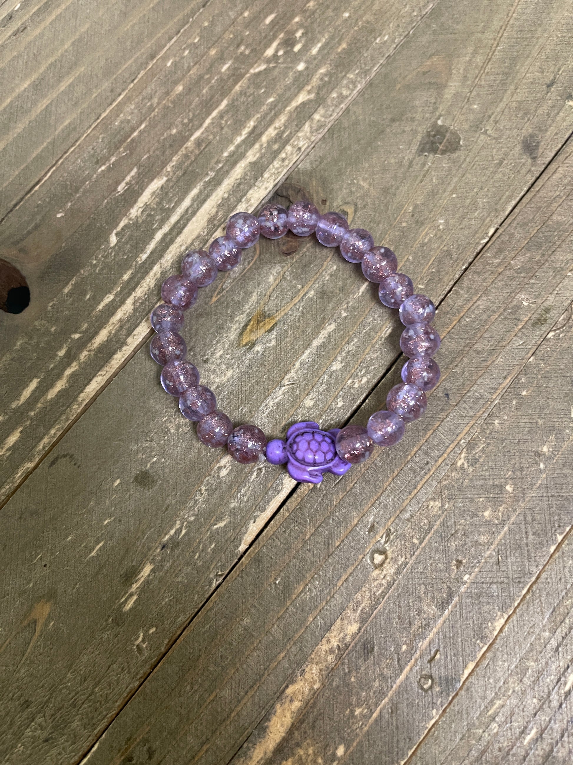 Sparkling Glass Bead Sea Turtle Bracelet- LavendarPink tiful of LOVE
