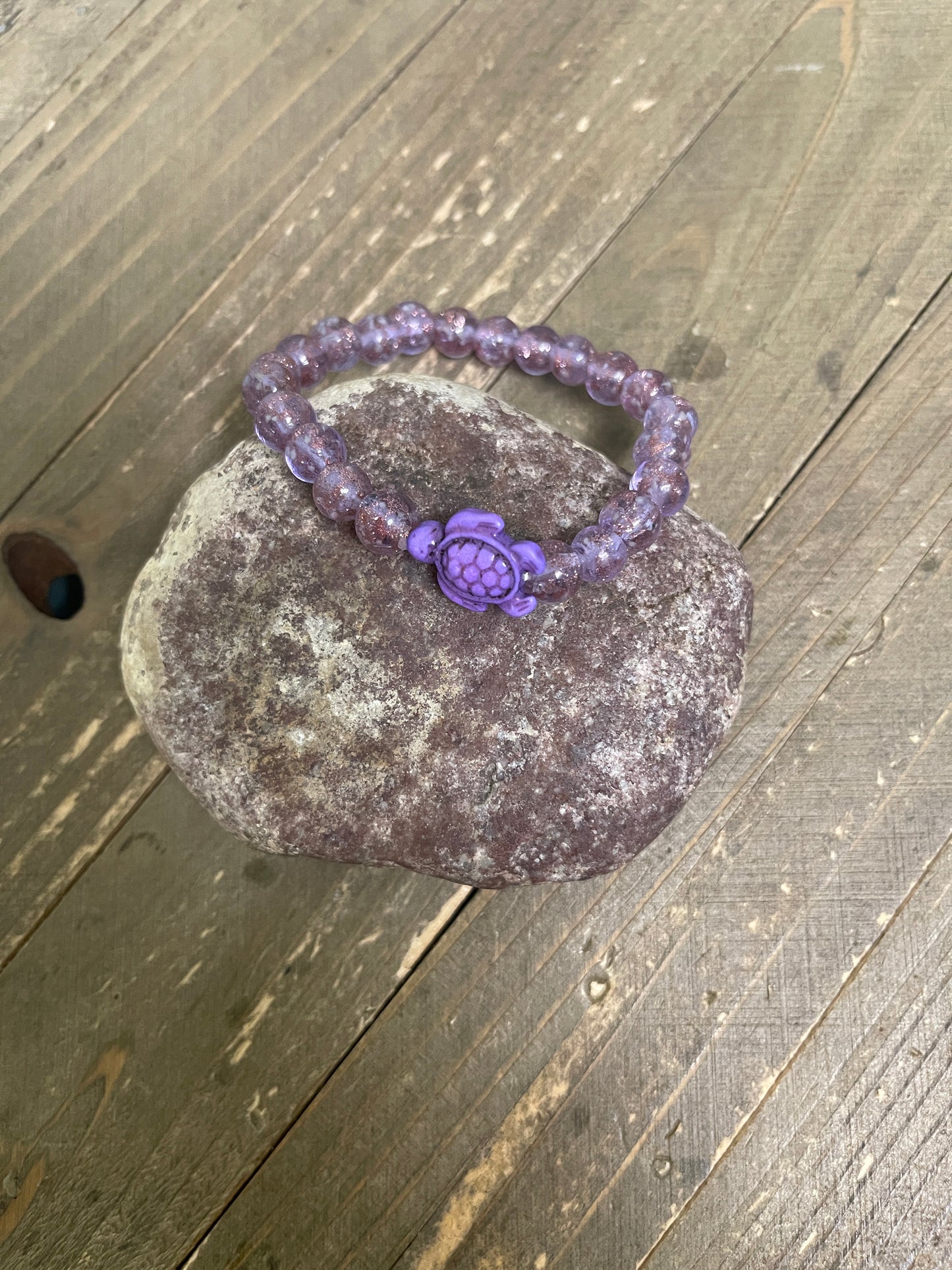 Sparkling Glass Bead Sea Turtle Bracelet- LavendarPink tiful of LOVE