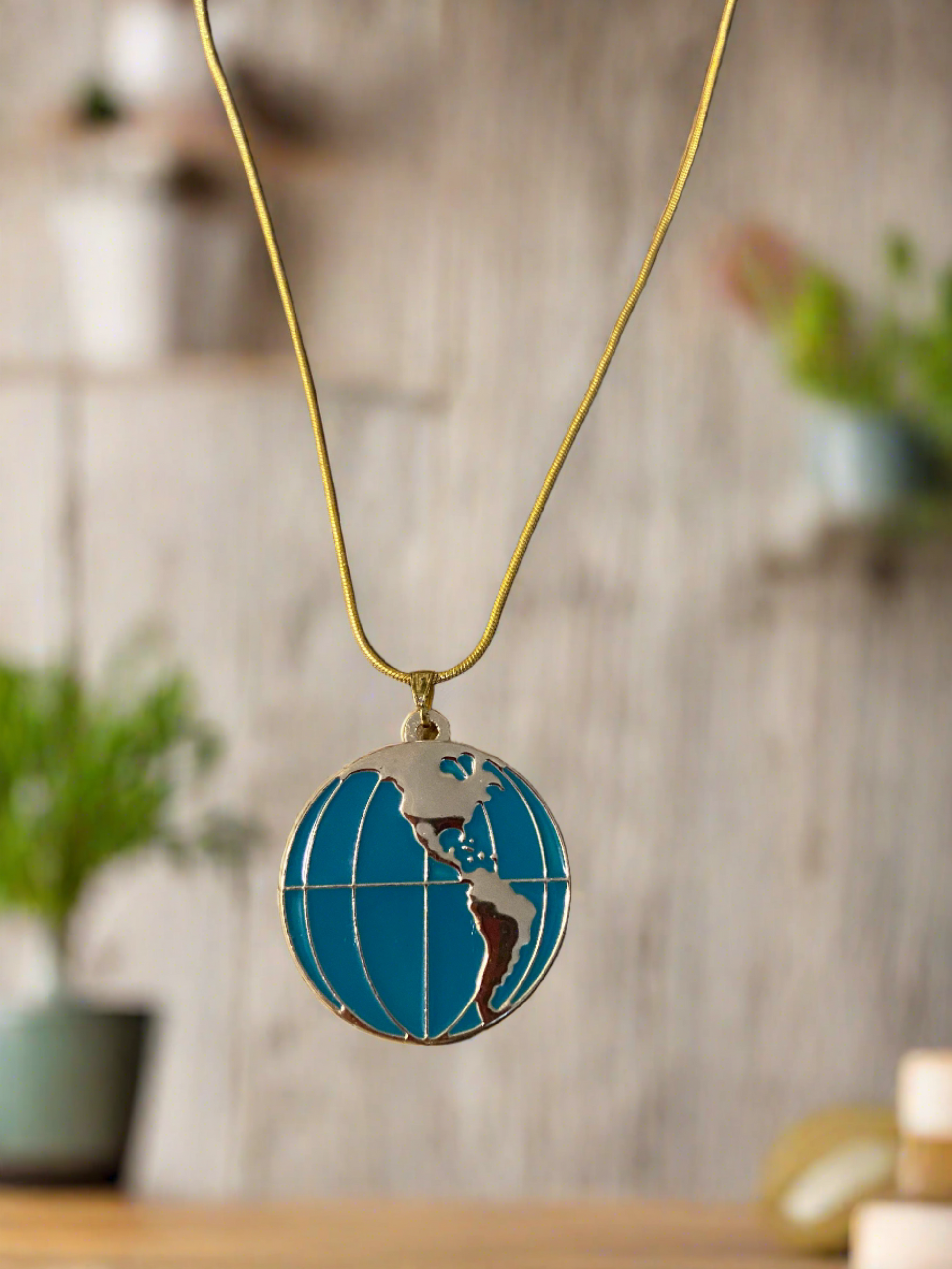 Globe Locket on a Gold chain NecklacePink tiful of LOVE