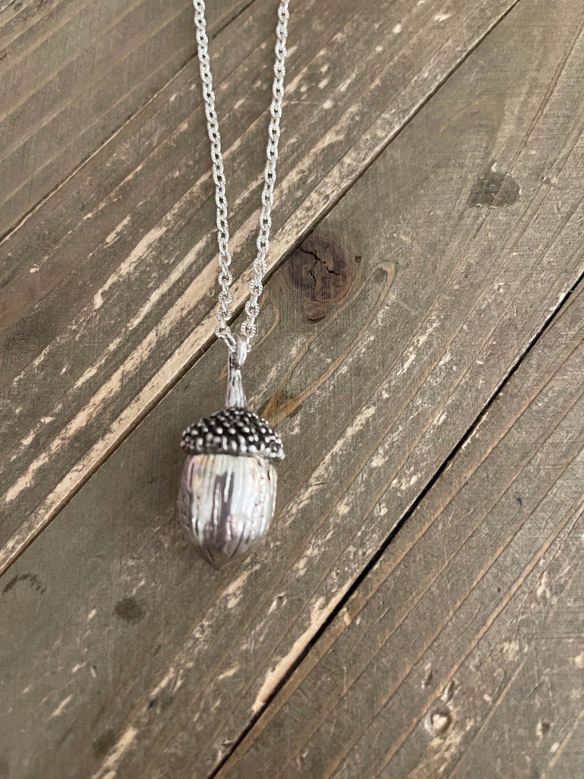 Silver Acorn Pendant on a Silver chain NecklacePink tiful of LOVE