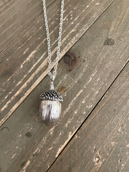 Silver Acorn Pendant on a Silver chain NecklacePink tiful of LOVE