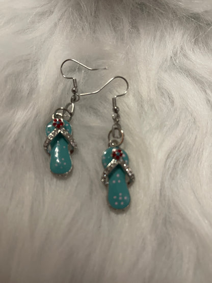 Light Blue Metal Flip Flops Charm Wire EarringsPink tiful of LOVE