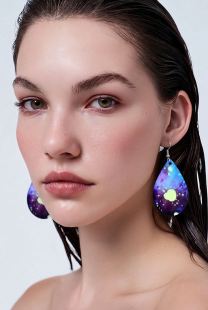 Double-Sided Sunflower &amp; Tie-Dye Teardrop Dangle Earrings