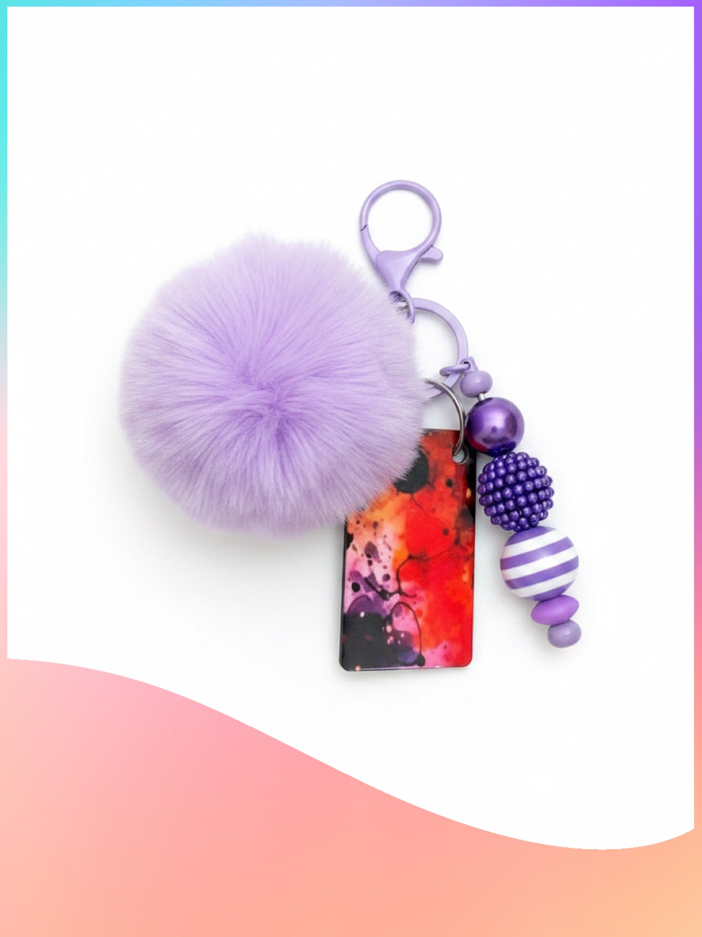 Purple Pom Pom Keychain