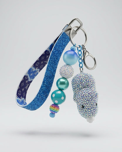 Blue Bling Rhino Wristlet Keychain