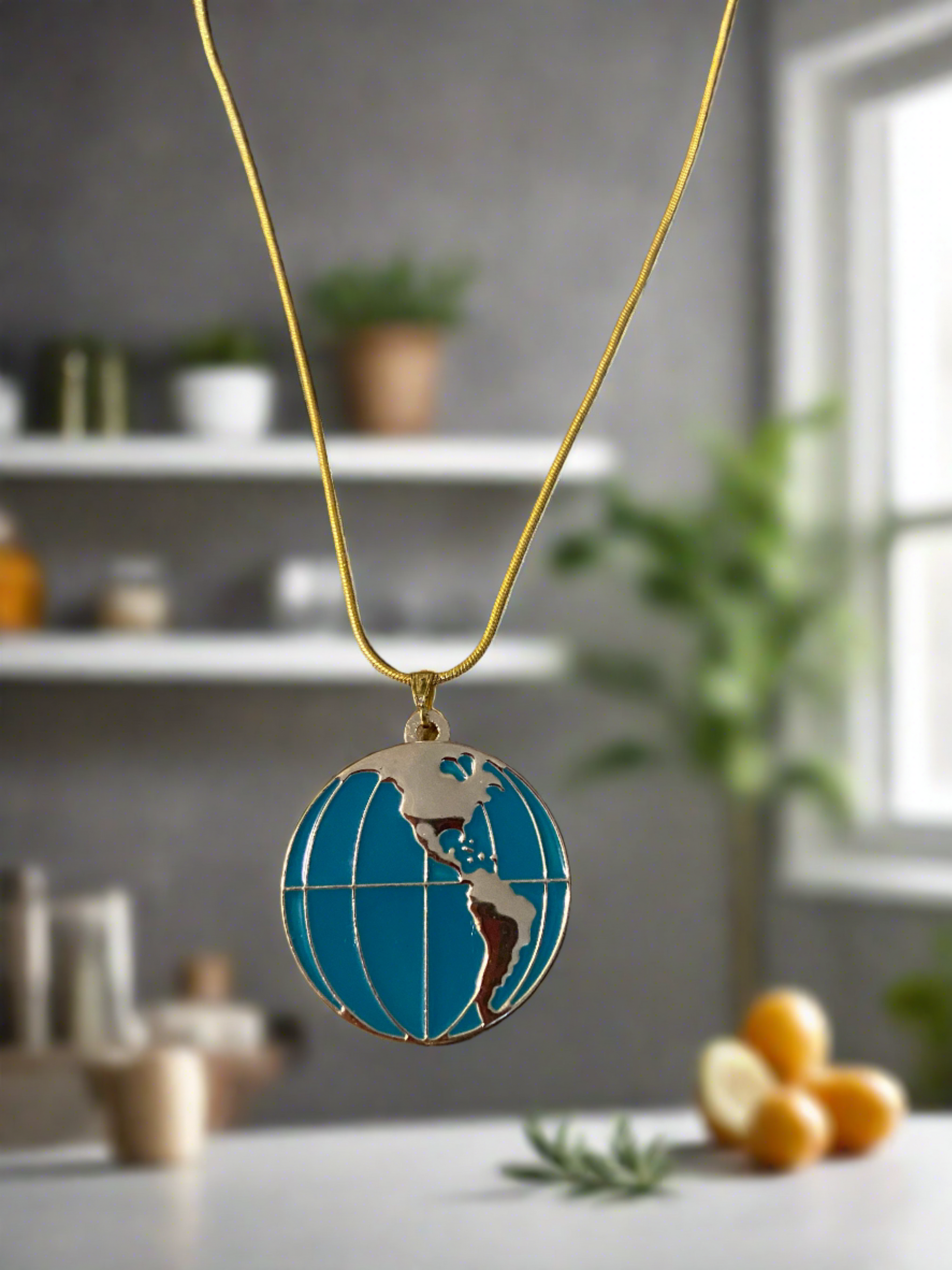 Globe Locket on a Gold chain NecklacePink tiful of LOVE