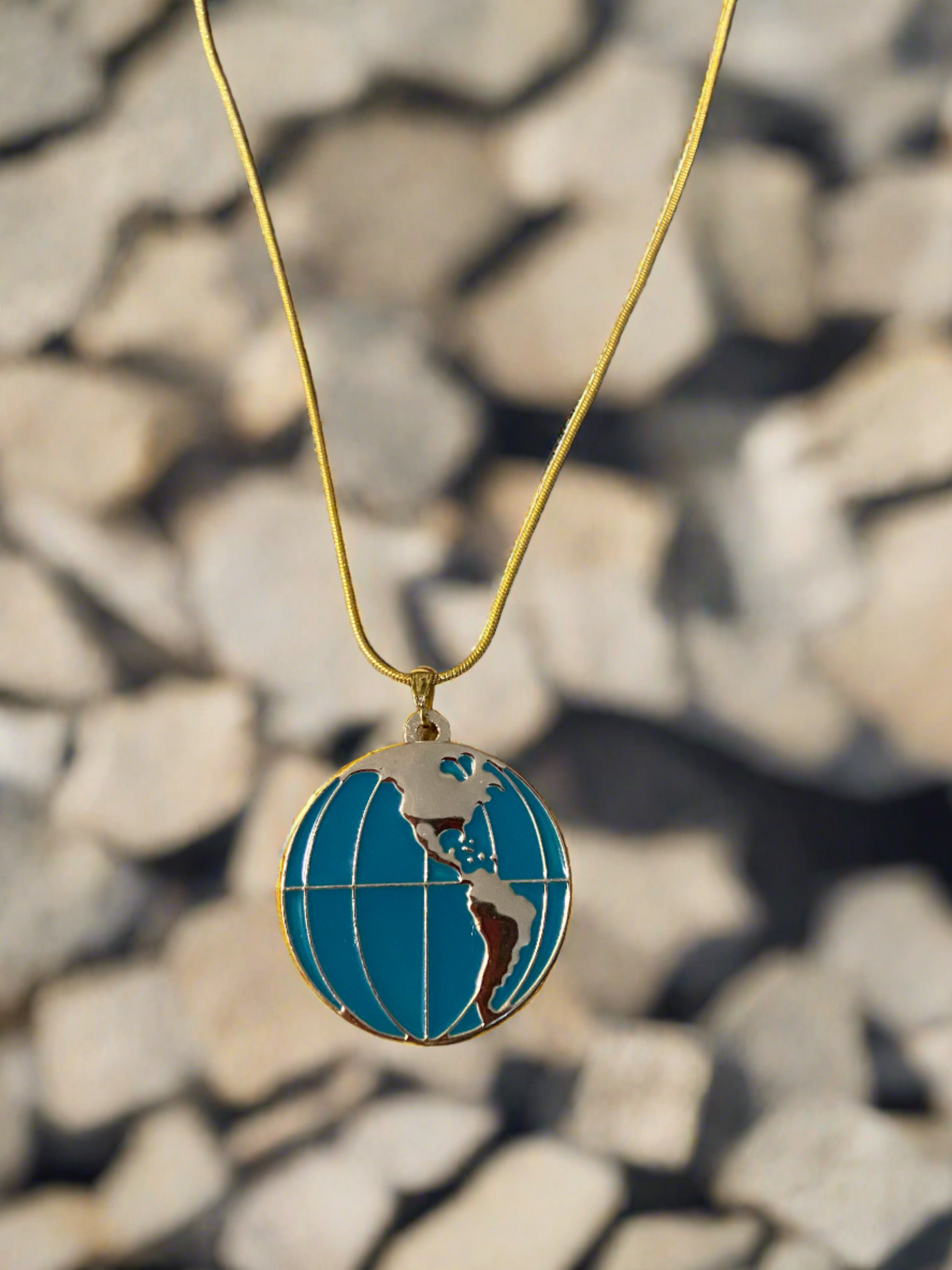 Globe Locket on a Gold chain NecklacePink tiful of LOVE