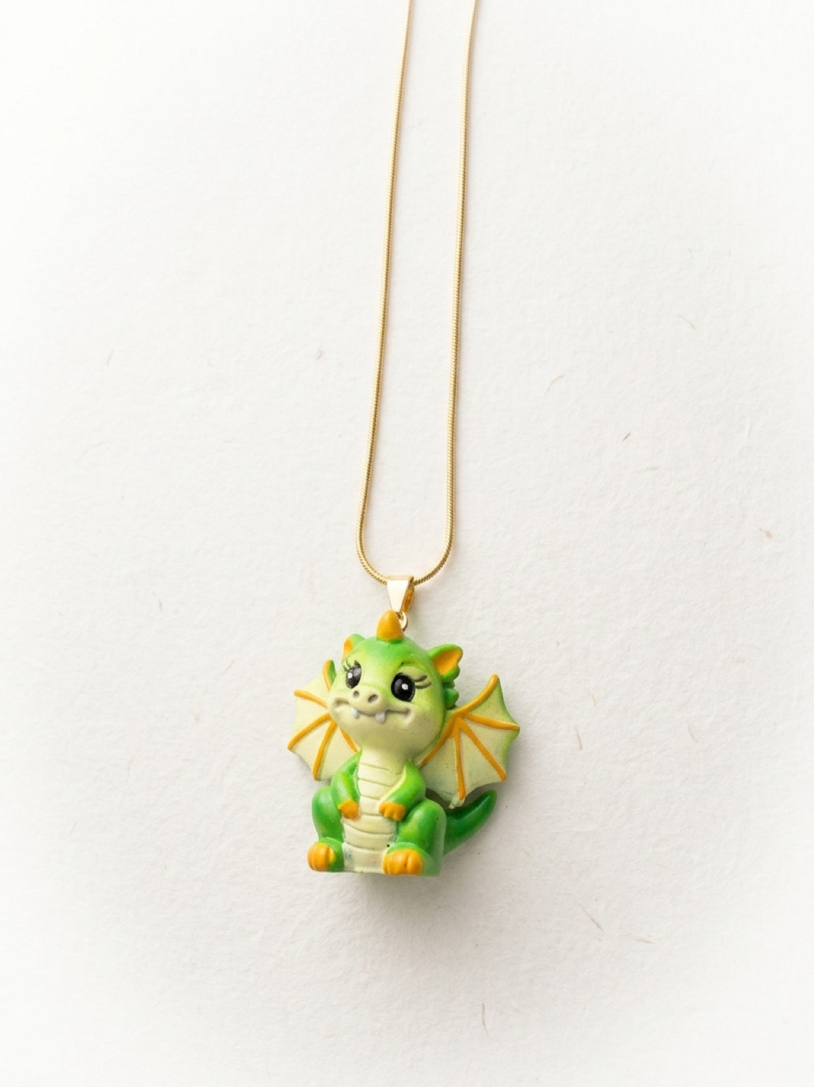 Green 3D Baby Dragon Pendant Necklace