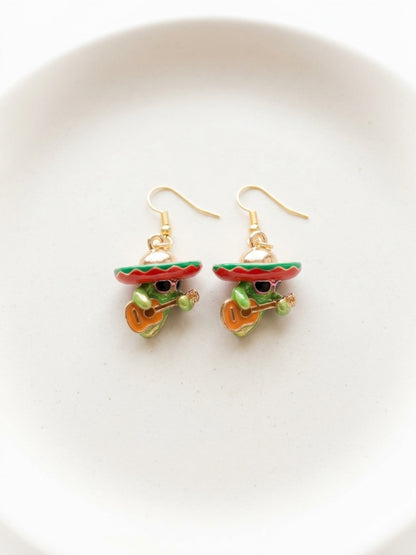 Fiesta Cactus Guitar Dangle Earrings