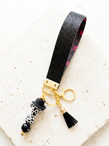 Cow + Cowboy Hat Wristlet Keychain