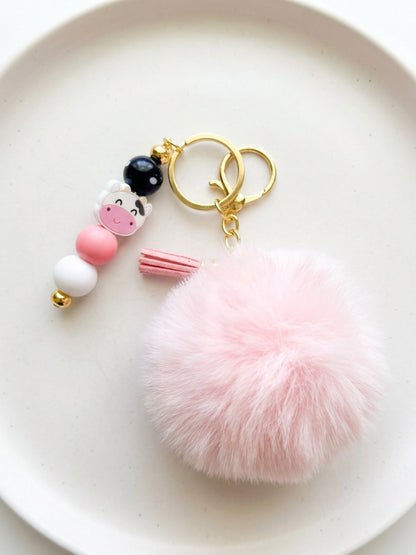 Pink Cow Keychain