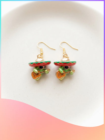 Fiesta Cactus Guitar Dangle Earrings