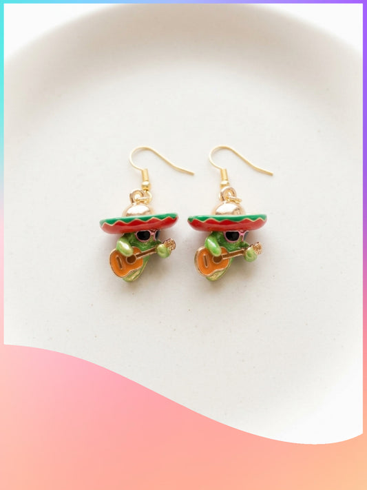 Fiesta Cactus Guitar Dangle Earrings