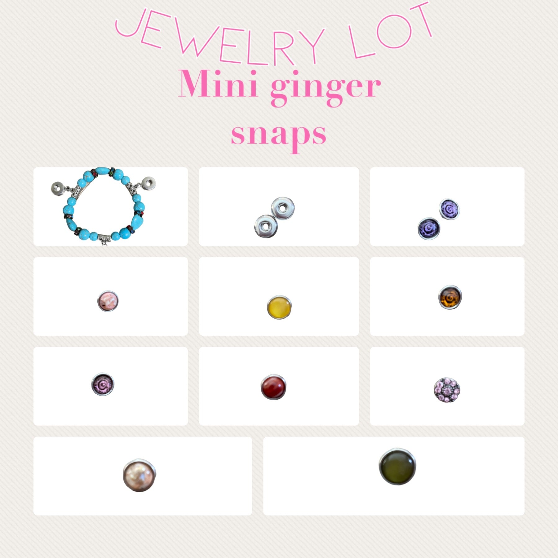 Jewelry LOT-mini snap lot includes mini snap bracelet, mini snap earrings and 10 mini snapsPink tiful of LOVE