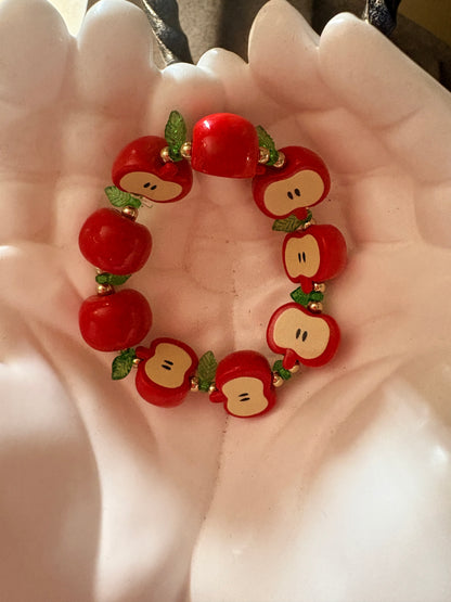 Apple Slice Beaded Stretch Bracelet