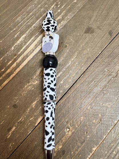 Cow-Themed Beadable Pens (Wood Beads) – Choose Your Style | 5 Designs Available
