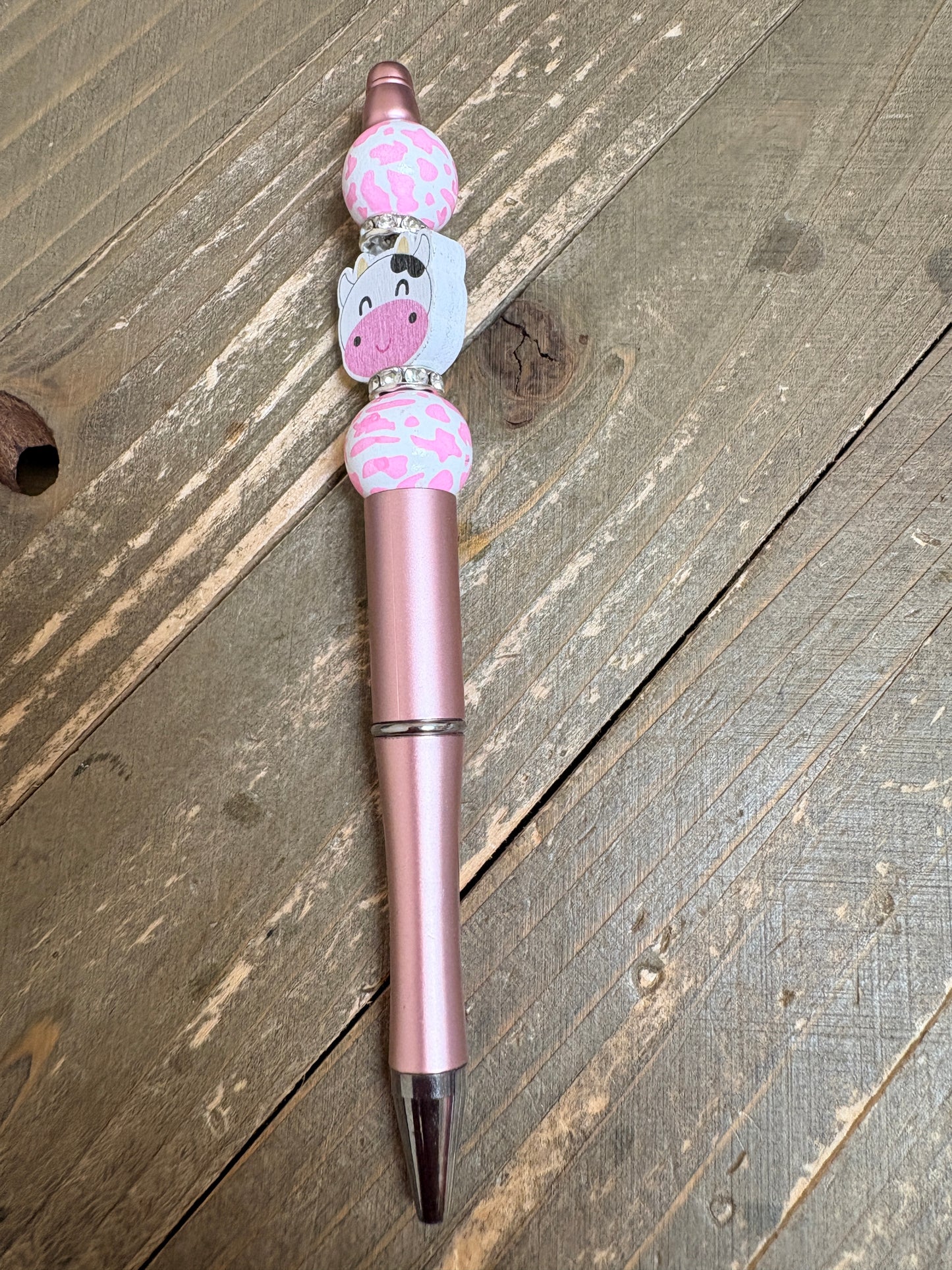 Cow-Themed Beadable Pens (Wood Beads) – Choose Your Style | 5 Designs Available
