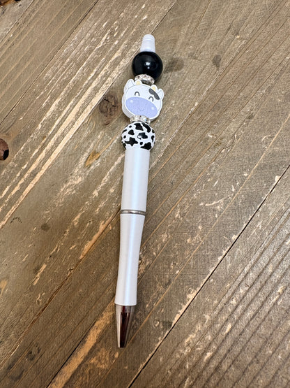 Cow-Themed Beadable Pens (Wood Beads) – Choose Your Style | 5 Designs Available