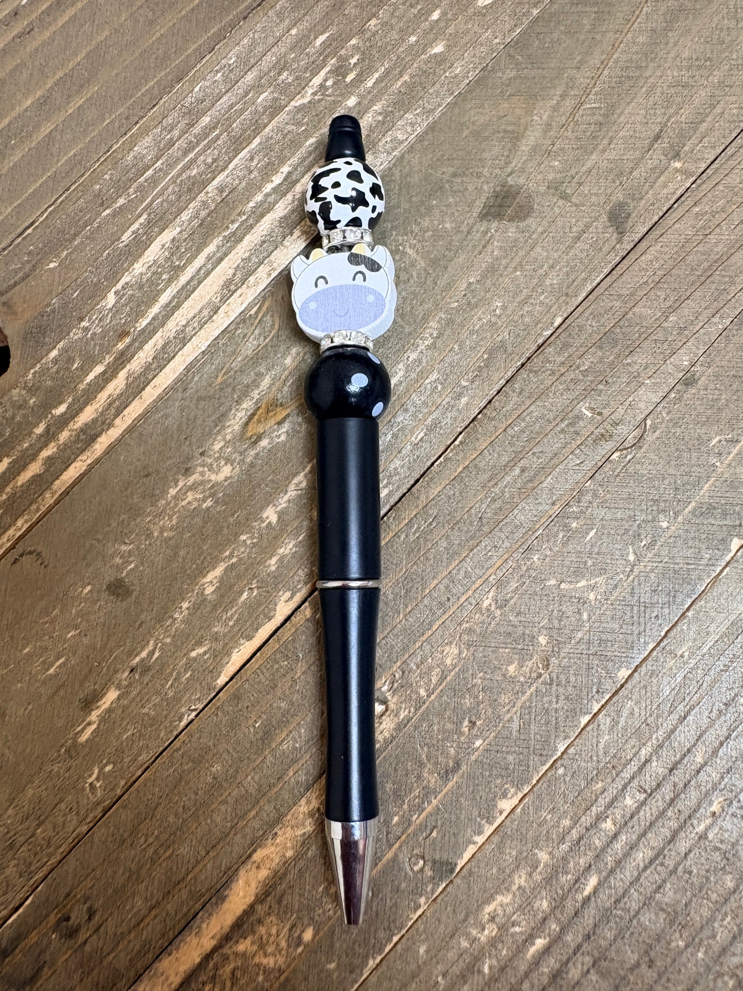 Cow-Themed Beadable Pens (Wood Beads) – Choose Your Style | 5 Designs Available
