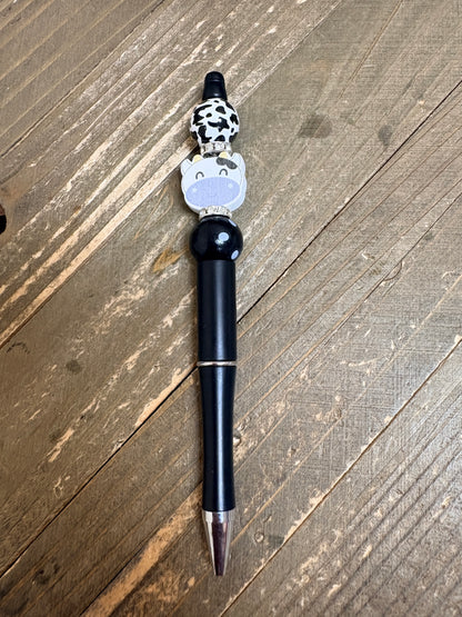 Cow-Themed Beadable Pens (Wood Beads) – Choose Your Style | 5 Designs Available