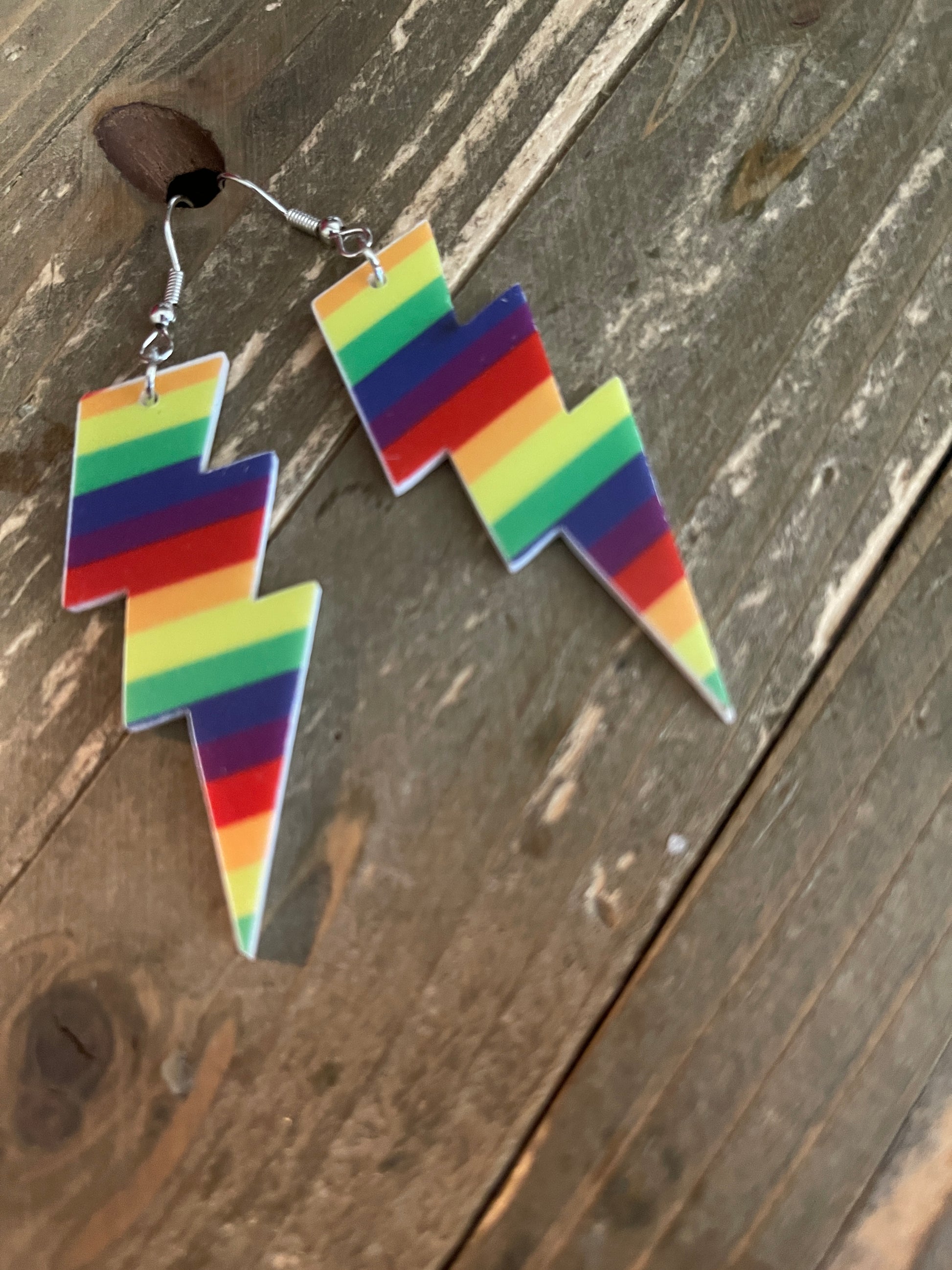Rainbow Lightning Bolt Wire earringsPink tiful of LOVE