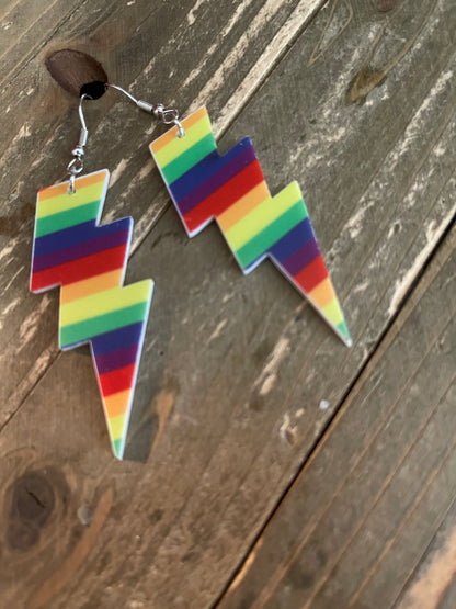 Rainbow Lightning Bolt Wire earringsPink tiful of LOVE