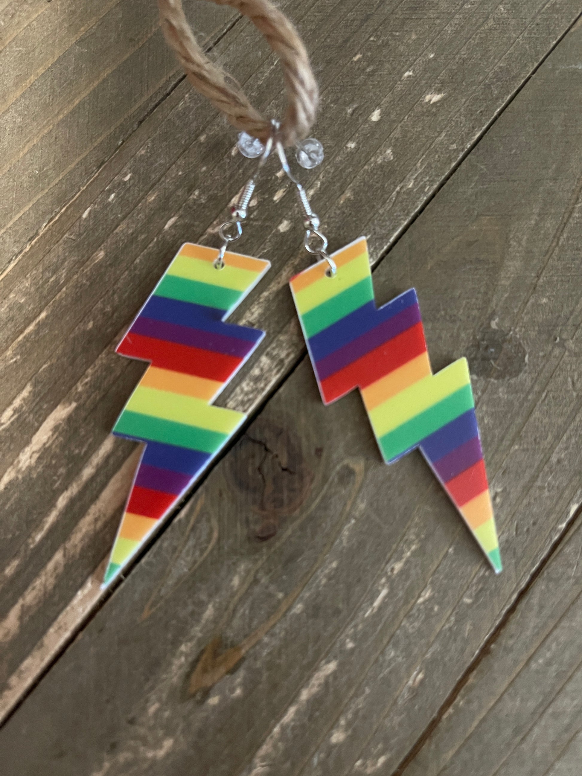 Rainbow Lightning Bolt Wire earringsPink tiful of LOVE