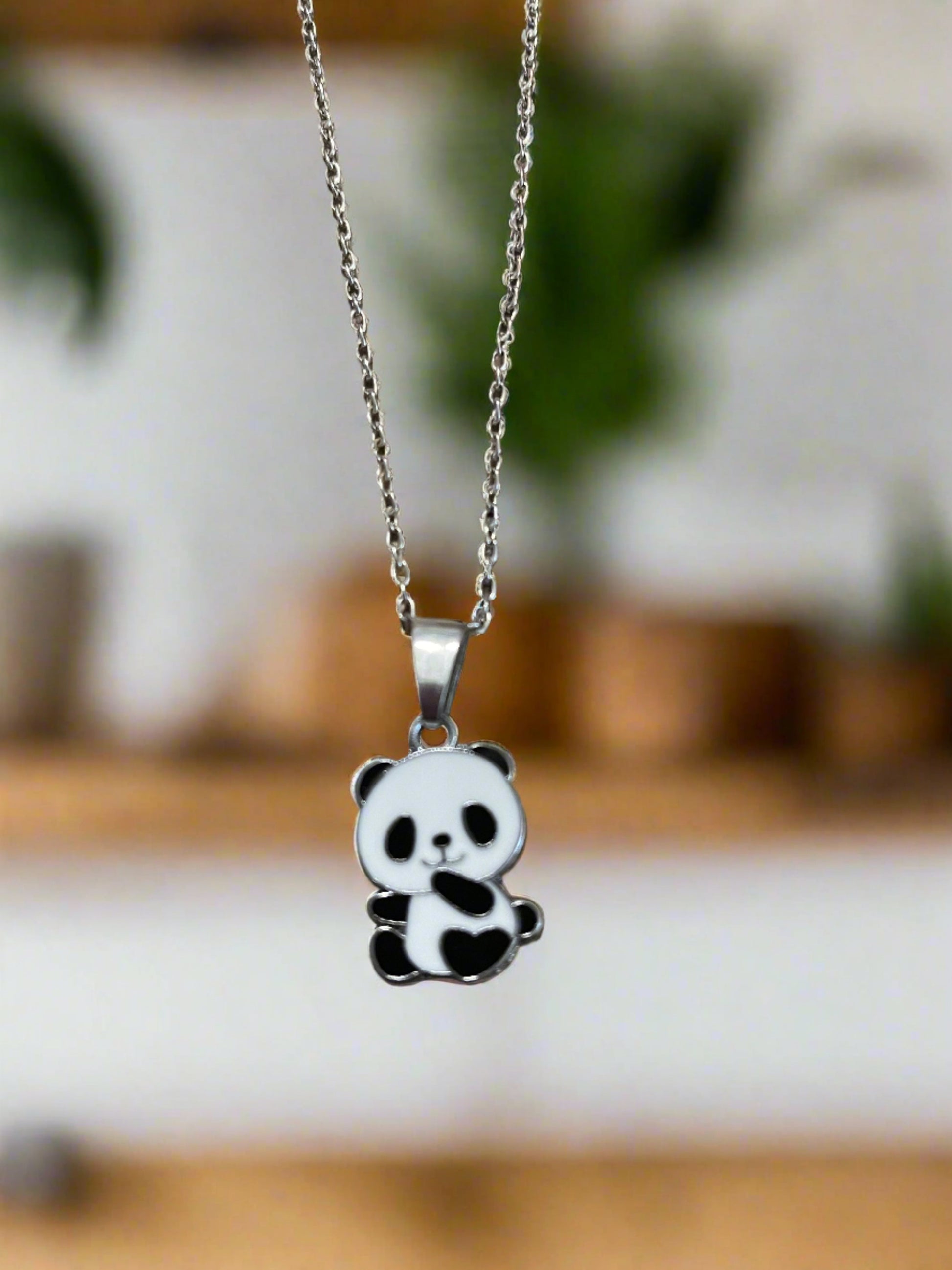 Sitting Pretty Panda Pendant on a Silver Chain NecklacePink tiful of LOVE