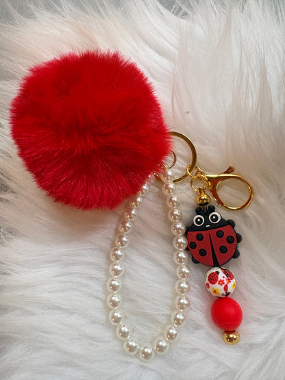 Ladybug Pearl Wristlet Keychain