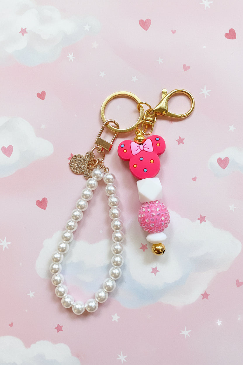 Pretty in Pink Pearl Wristlet Keychain