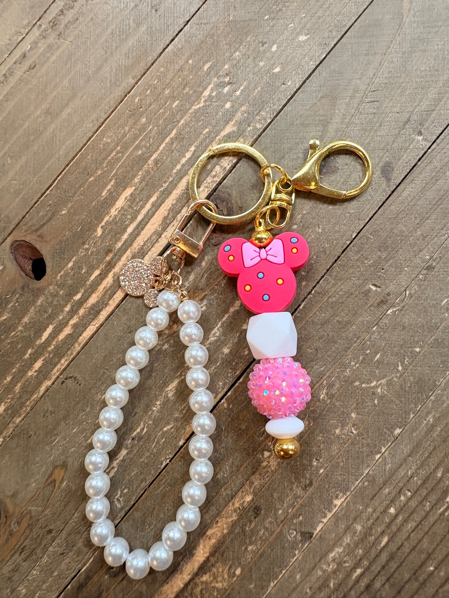 Pretty in Pink Pearl Wristlet Keychain