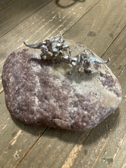 Triceratops 3D Silver Charm Wire EarringsPink tiful of LOVE