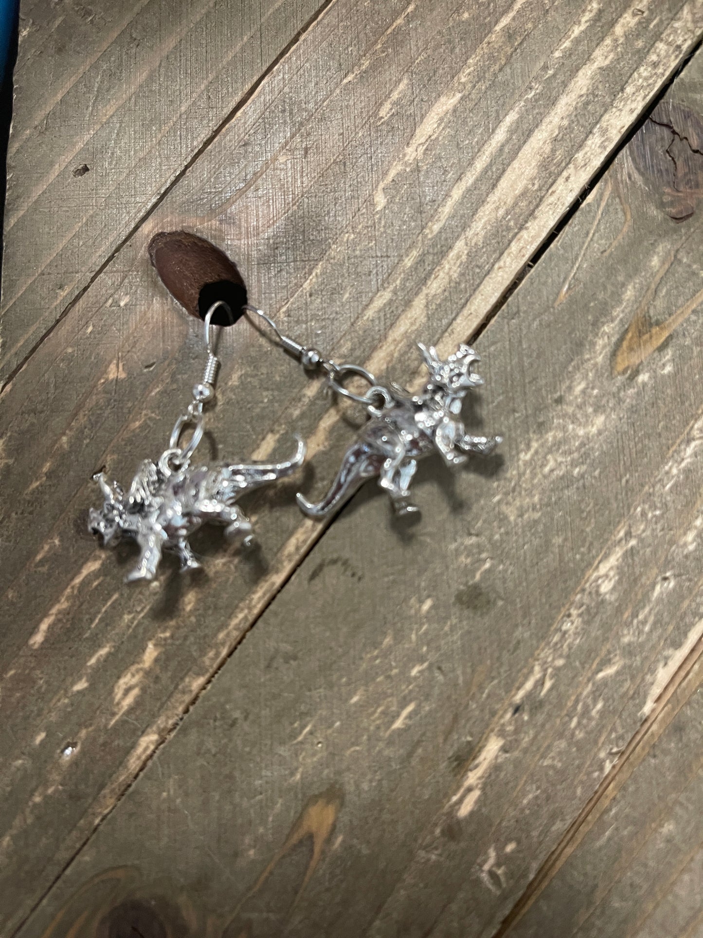 Triceratops 3D Silver Charm Wire EarringsPink tiful of LOVE