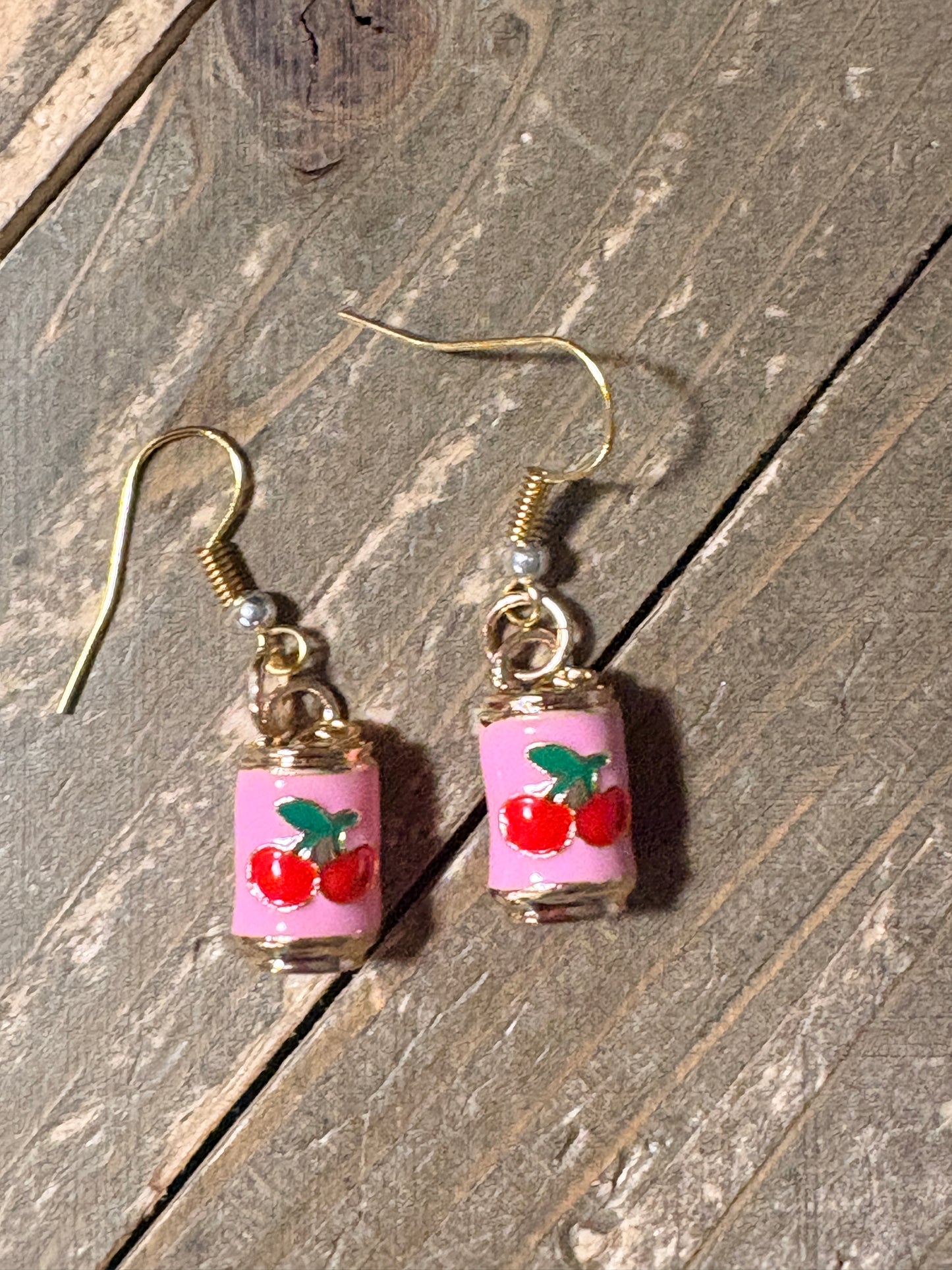 Cherry Soda Can Charm Dangle Earrings