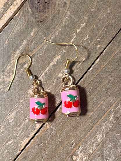 Cherry Soda Can Charm Dangle Earrings