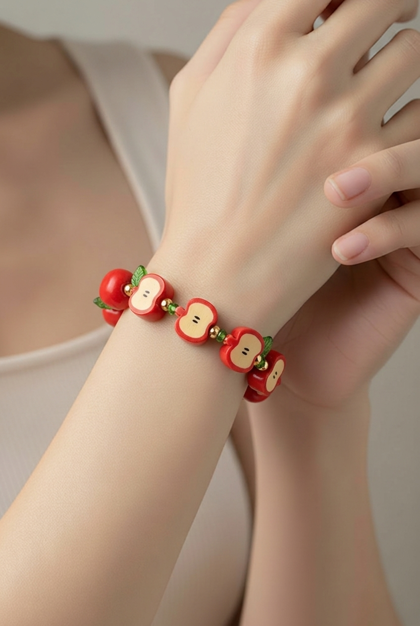 Apple Slice Beaded Stretch Bracelet