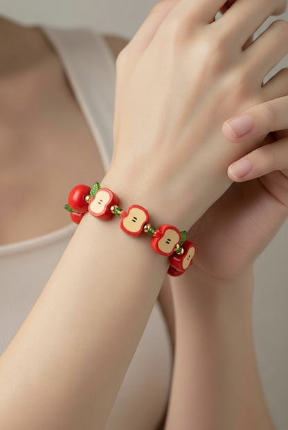 Apple Slice Beaded Stretch Bracelet