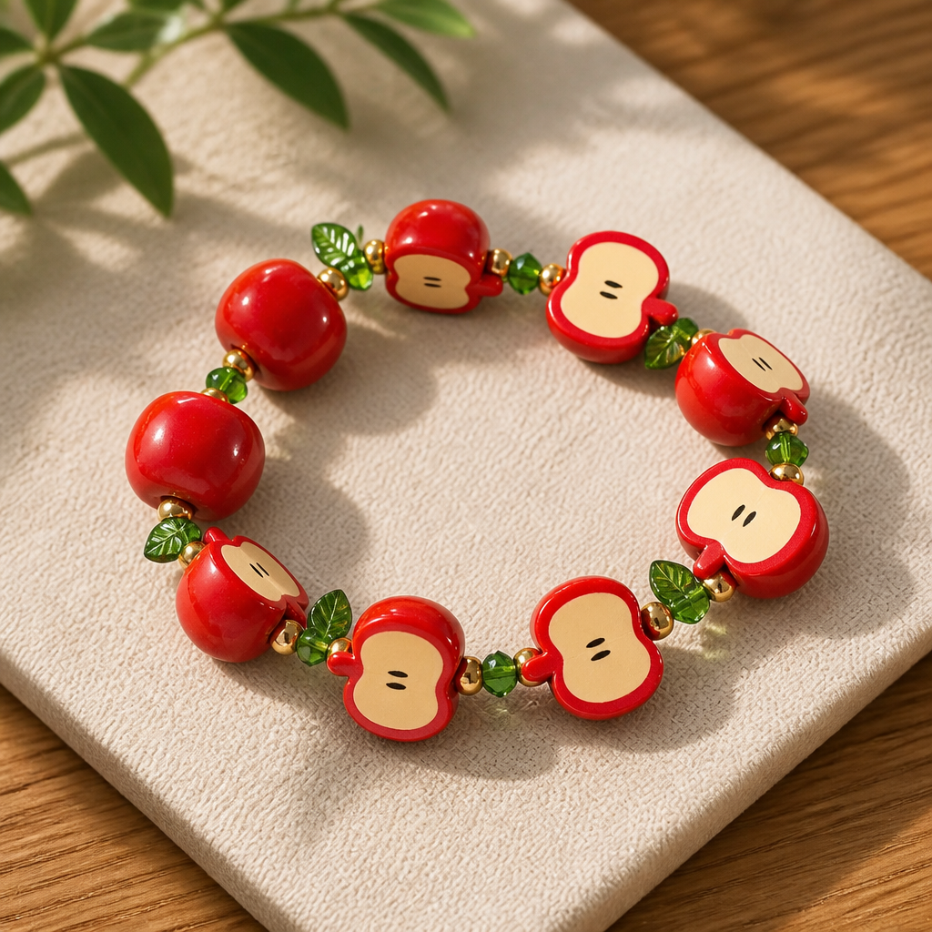 Apple Slice Beaded Stretch Bracelet