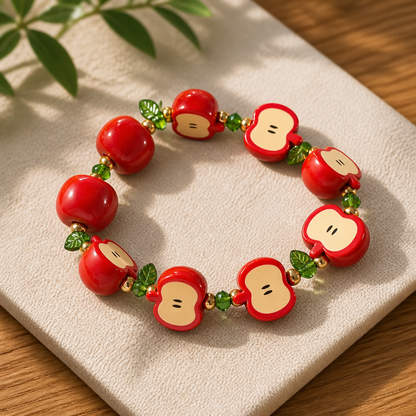Apple Slice Beaded Stretch Bracelet