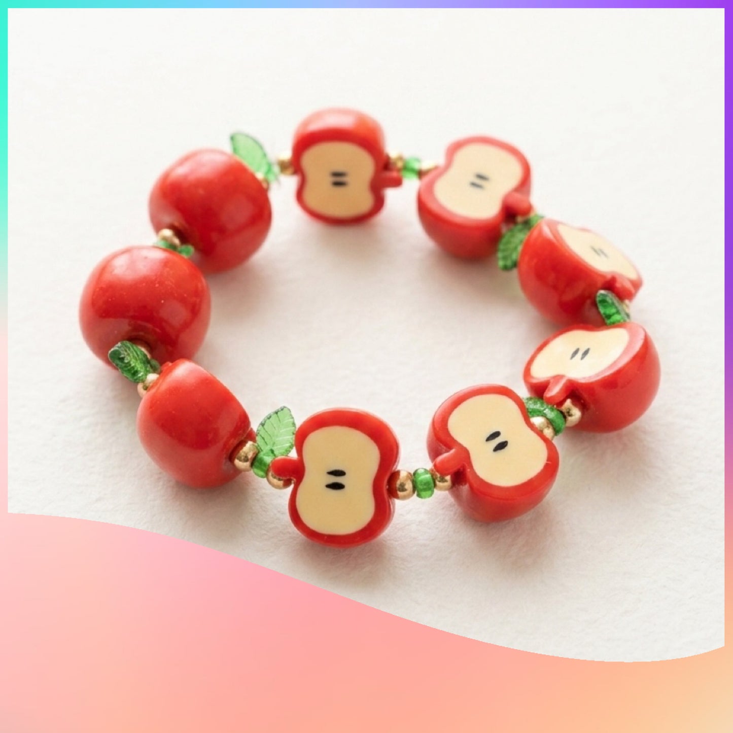 Apple Slice Beaded Stretch Bracelet