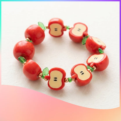 Apple Slice Beaded Stretch Bracelet